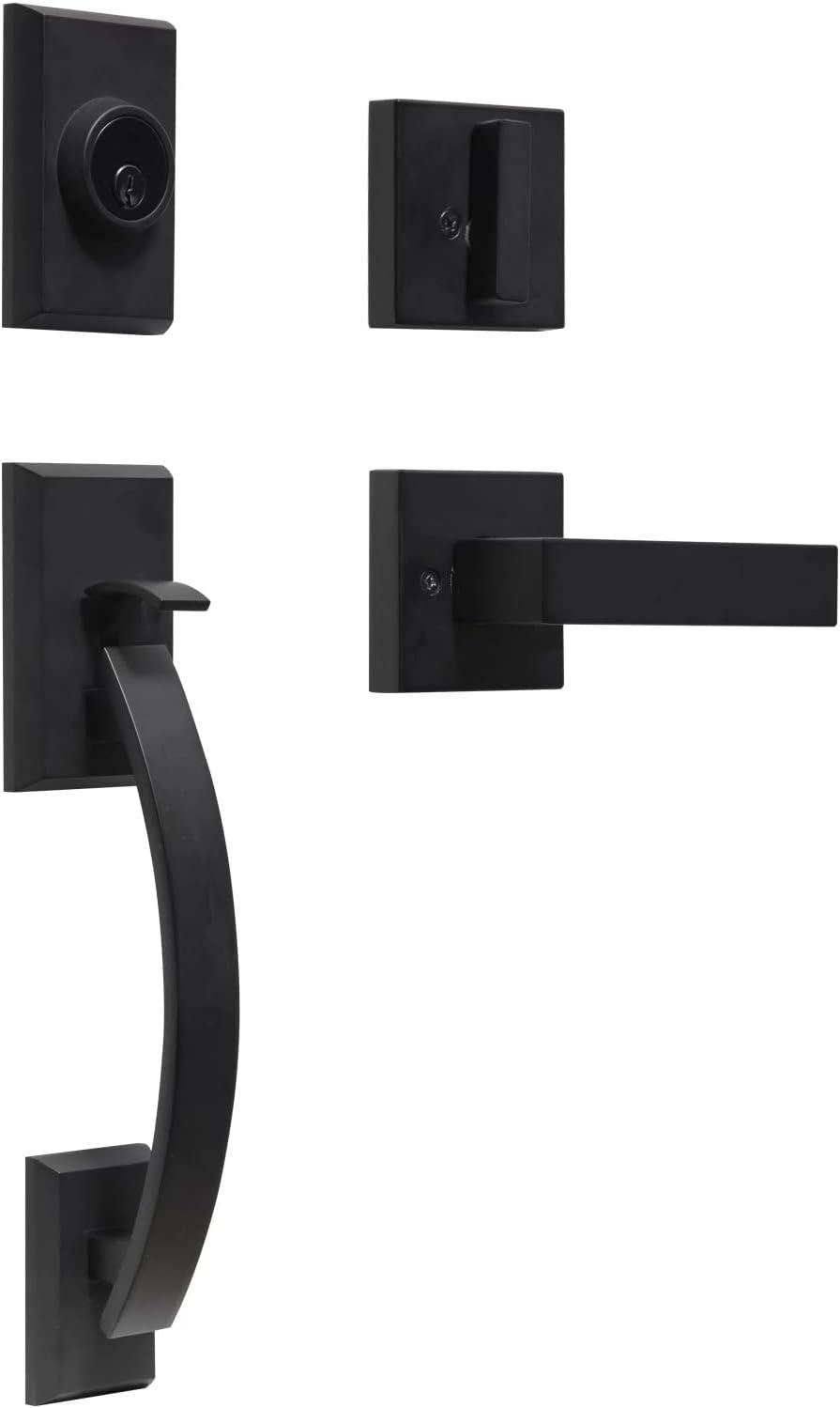 Front Door Handle Set with Lock, Satin Nickel Pack of 2 T7269