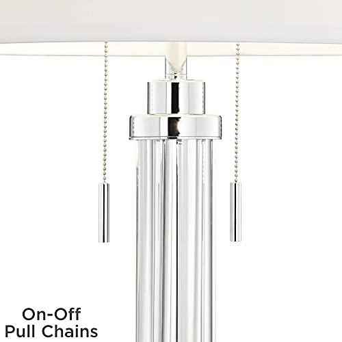 30" Tall Glass Column End Table Lamps Set of 2 J99350