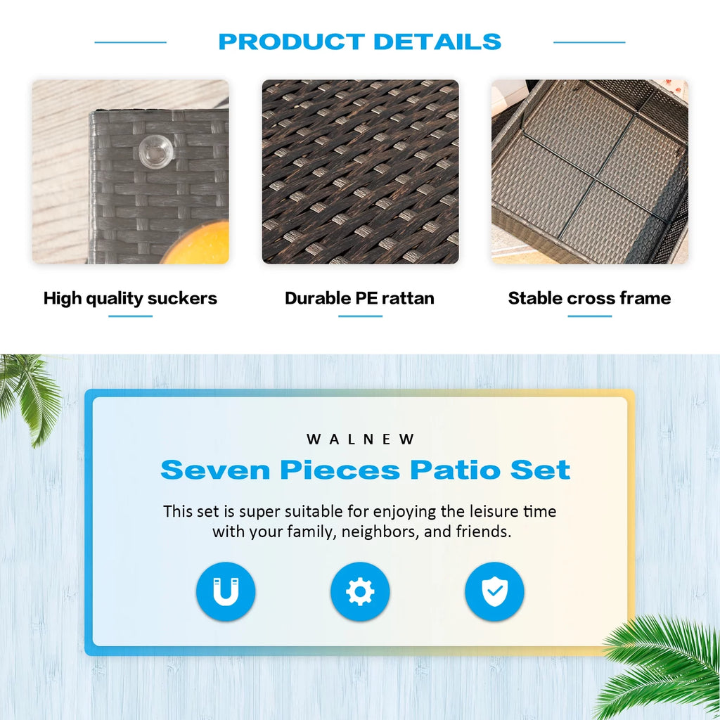 7 Pieces PE Rattan Patio Conversation Set H41219