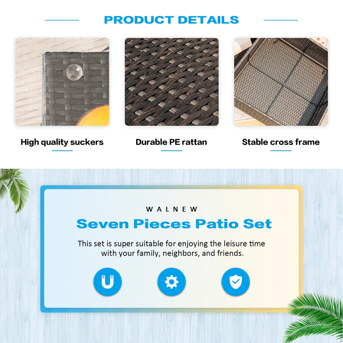 7 Pieces PE Rattan Patio Conversation Set H41219
