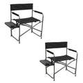 Black 2 Pack Folding Camping Directors Chair with Side Table F922324