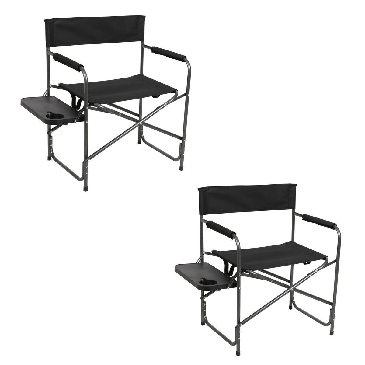 Black 2 Pack Folding Camping Directors Chair with Side Table F922324