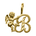 14K Yellow Gold Cherub Cursive Initial Letter 'B' Pendant O843071