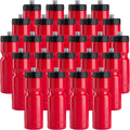 50 Strong Bulk Red Water Bottles, 24 Pack Sports Bottle, 22 oz. BPA-Free Easy Open with Pull Top Cap, Made in USA, Reusable Plastic Water Bottles for Adults & Kids, Top Rack Dishwasher Safe F37338