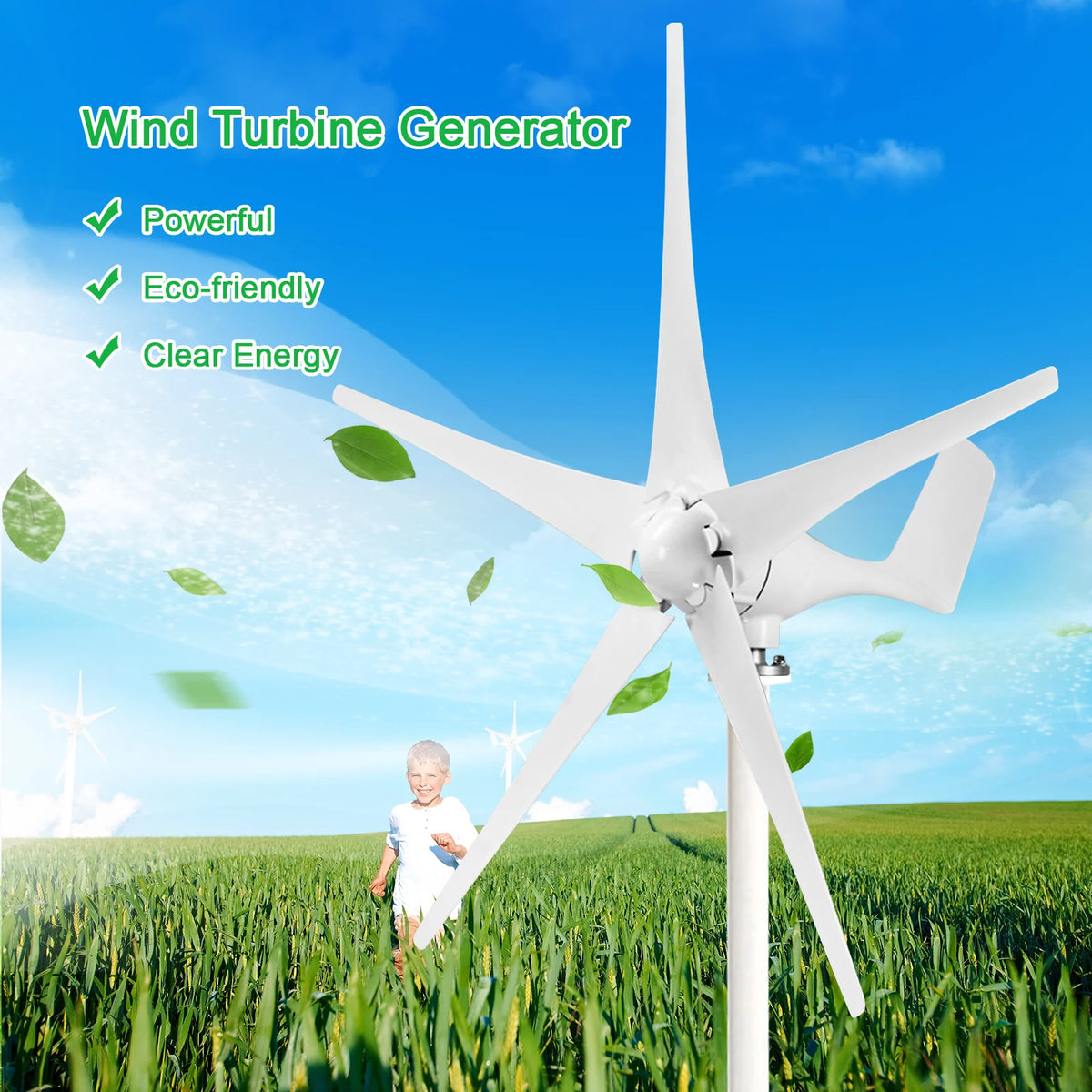 1200W 12V 5 Blades Wind Turbine Generator Kit D594