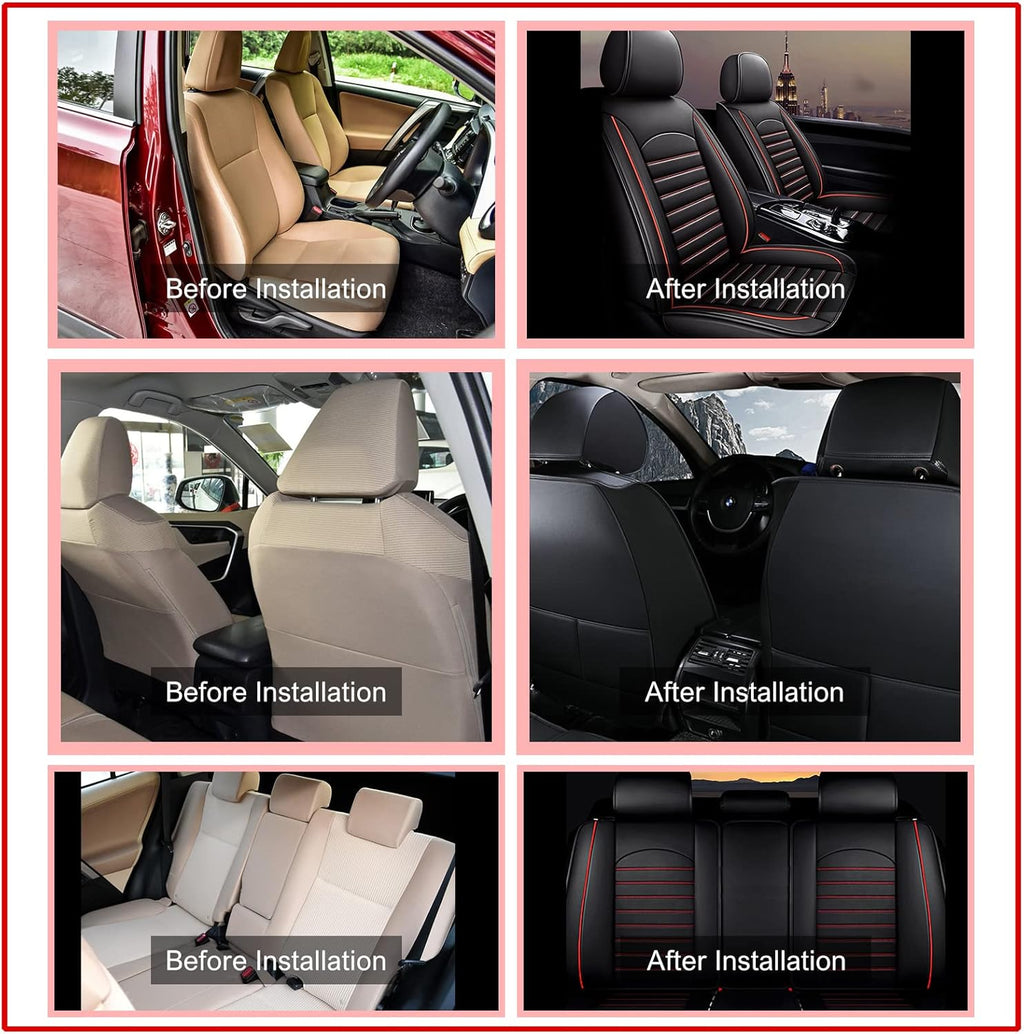 Black Faux Full Set of Car Seat Covers T59230