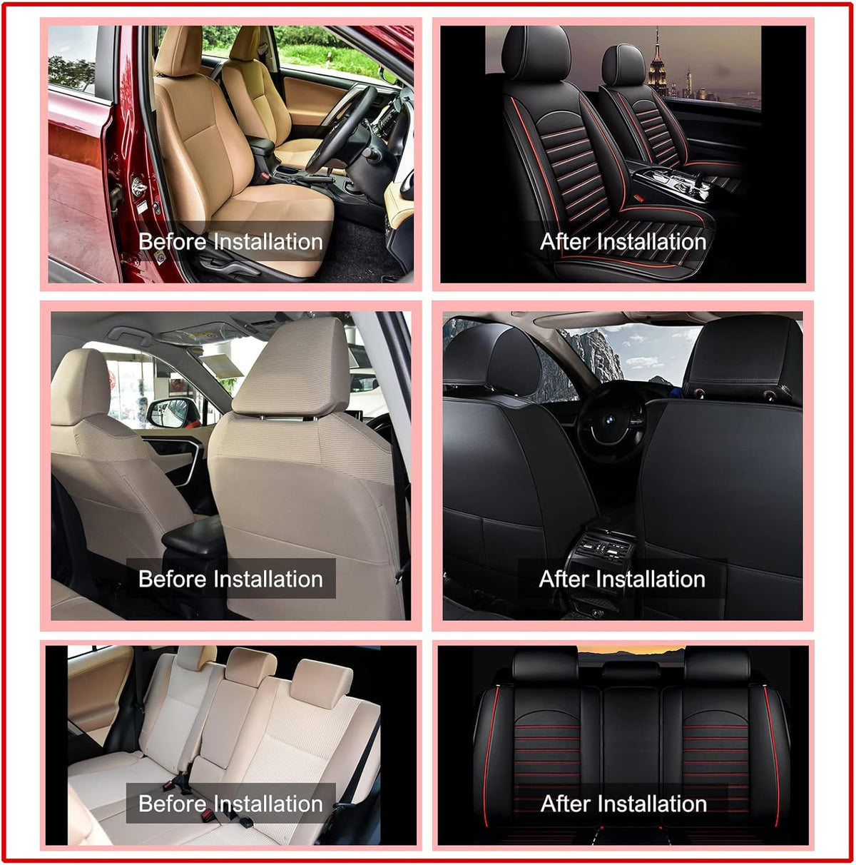 Black Faux Full Set of Car Seat Covers T59230