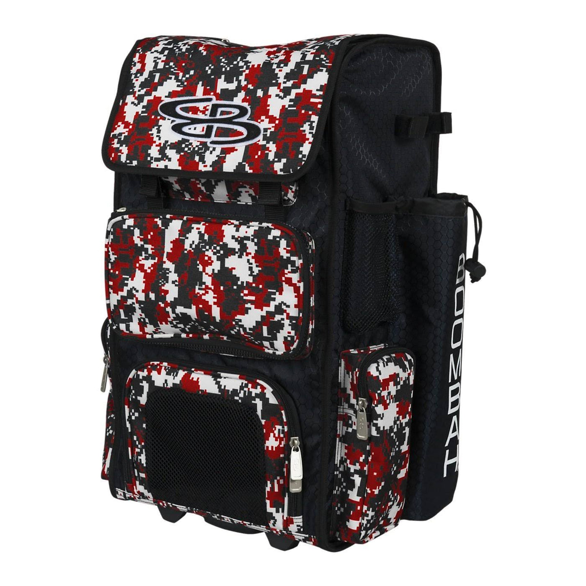 Black/Red Rolling Baseball Softball Bat Bag I232