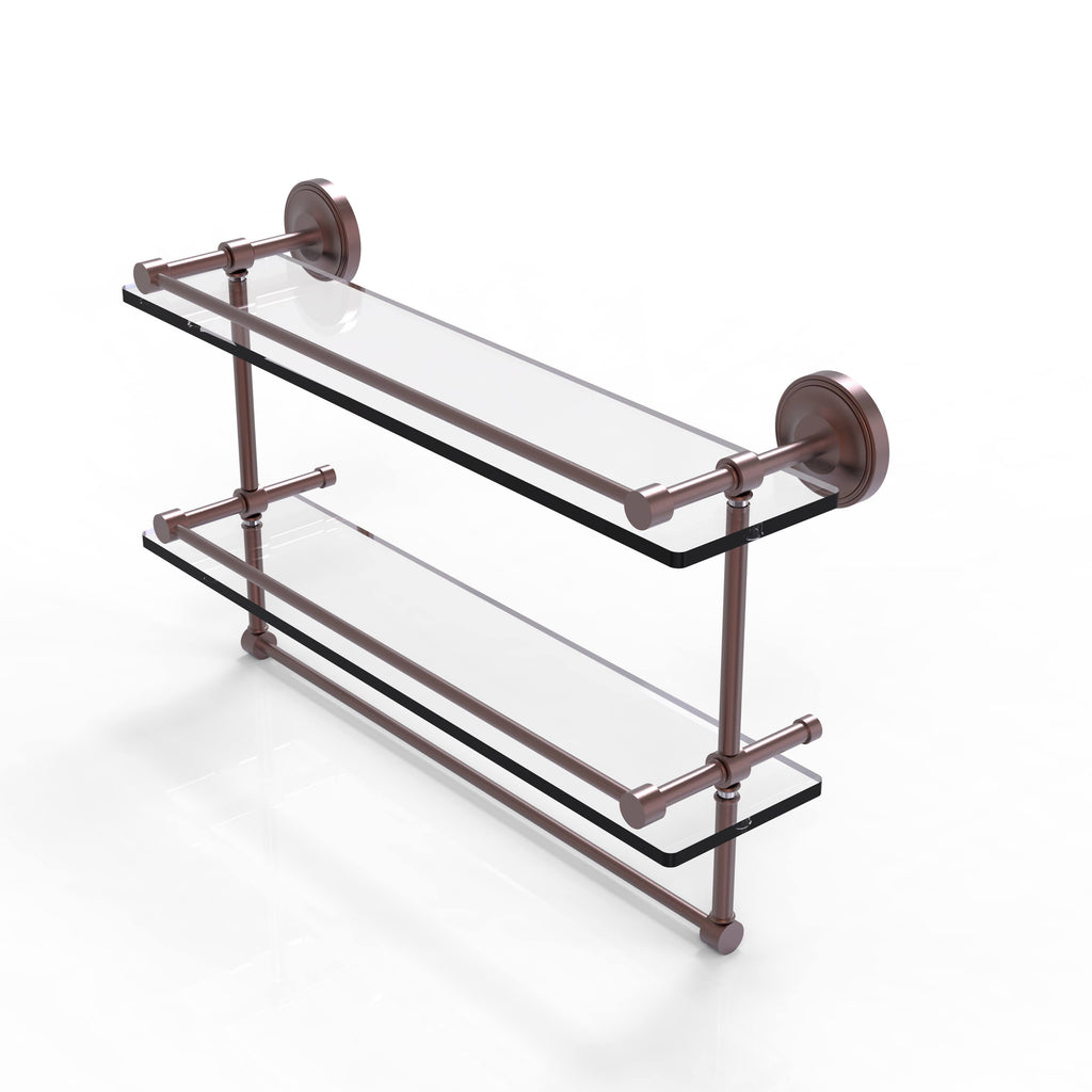 Double Glass Shelf with Towel Bar - Antique Copper - 22 inch J243818