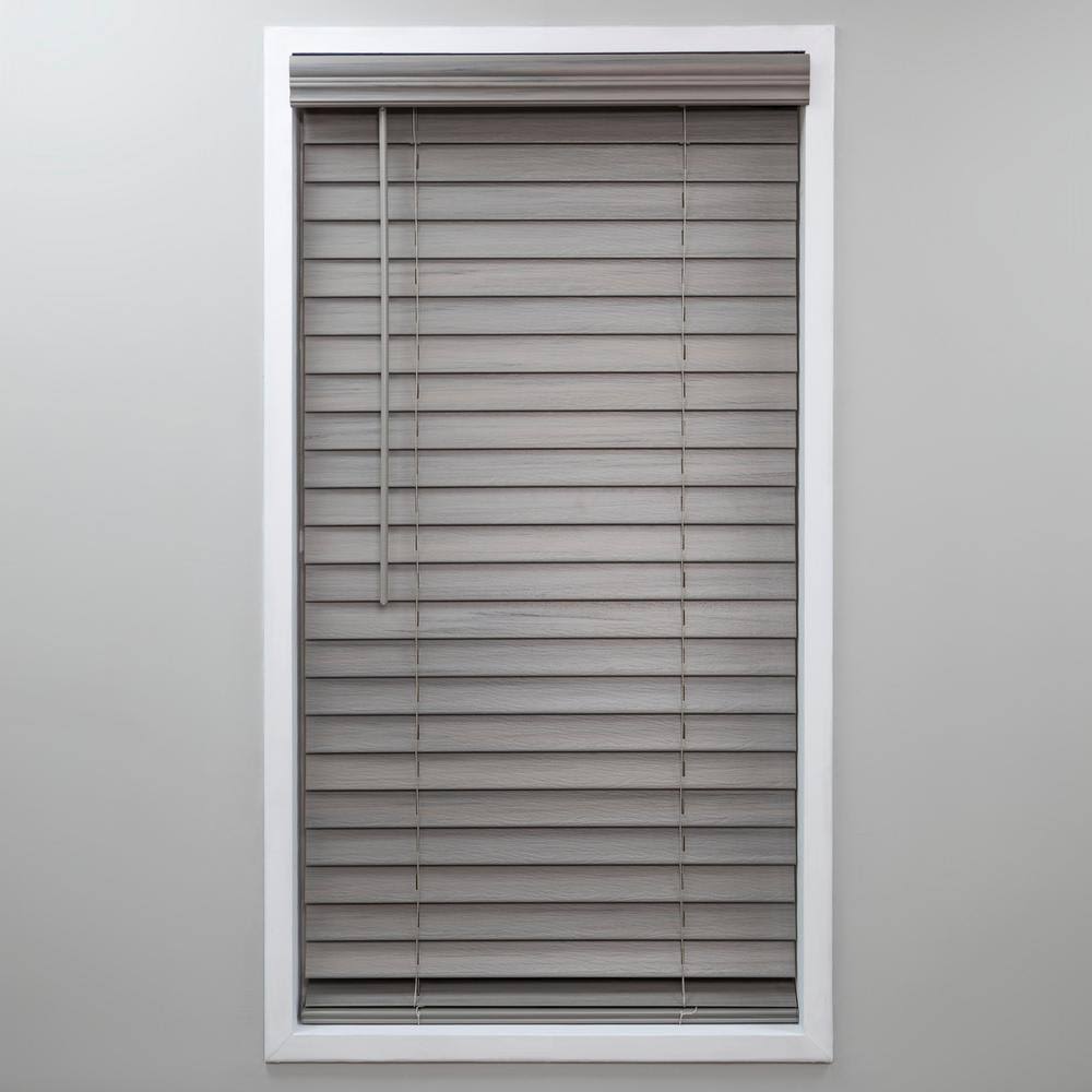 Cut-to-Width Cordless Room Darkening PVC Faux Wood Blind K135106