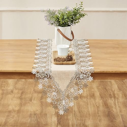 Beige Floral Lace Table Runner 120 inches C665192