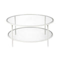 White Glass Round Coffee Table with Shelf T6945
