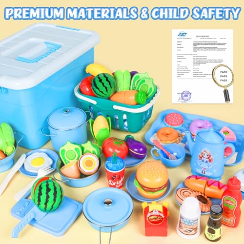 105Pcs Kids Play Kitchen Accessories Set with Apron & Chef Hat I7762