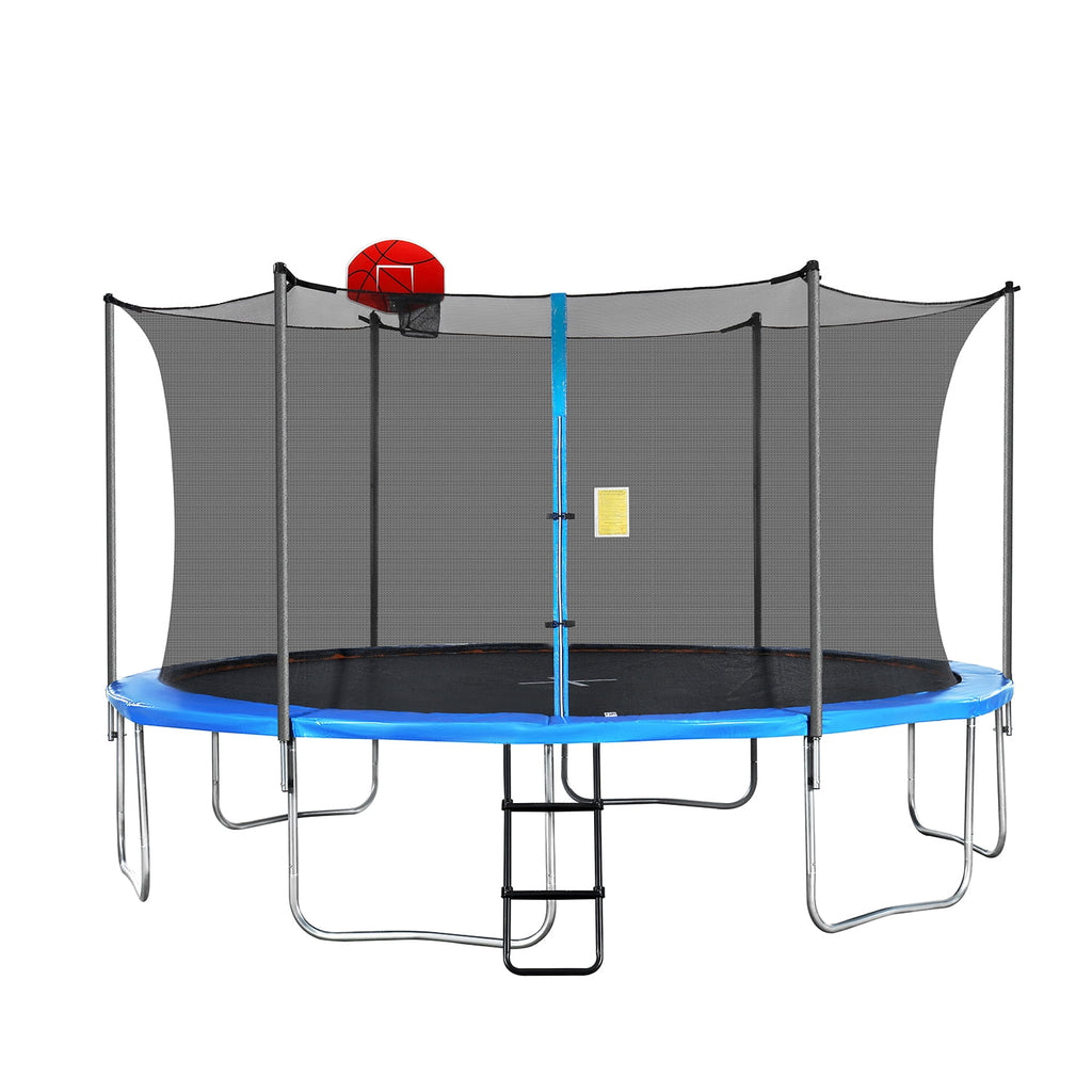 14ft Trampoline with Basketball Hoop and Ladder C3455