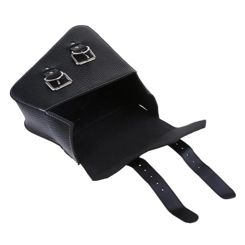 Black Leather Motorbike Pannier Saddle Bag H8777