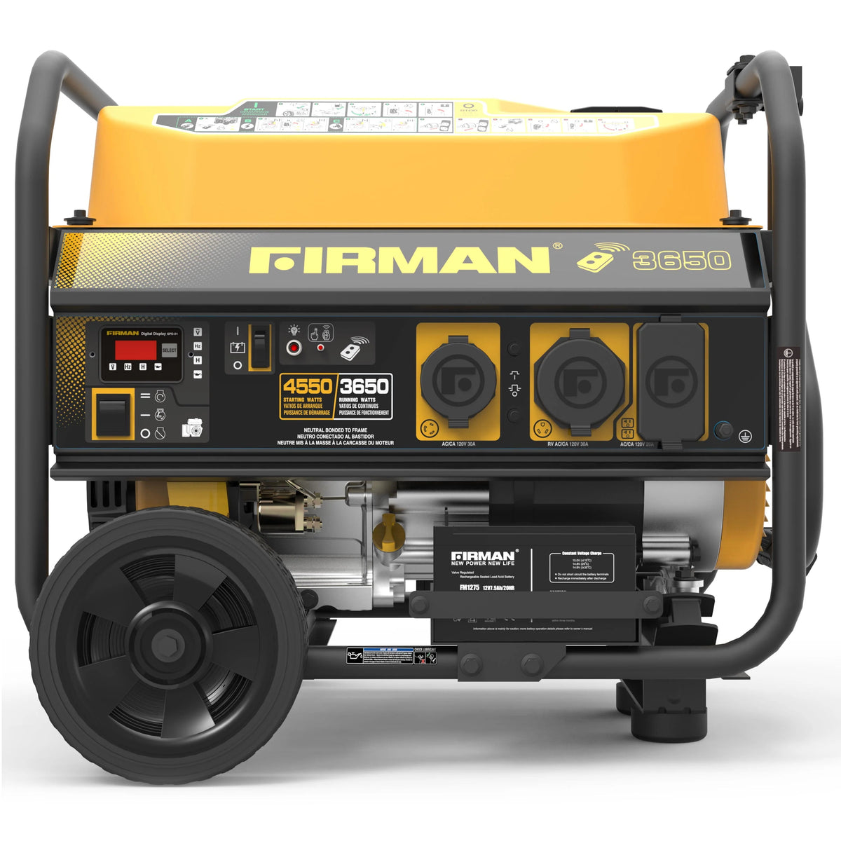 Gas Powered 4550-3650W Portable Generator with Wheel Kit N1577