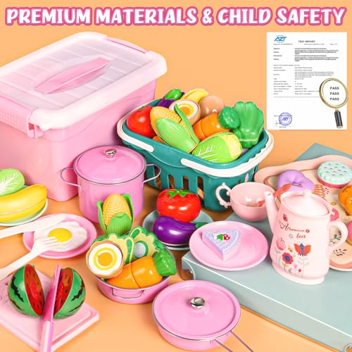 105Pcs Kids Play Kitchen Accessories Set with Apron & Chef Hat I7762