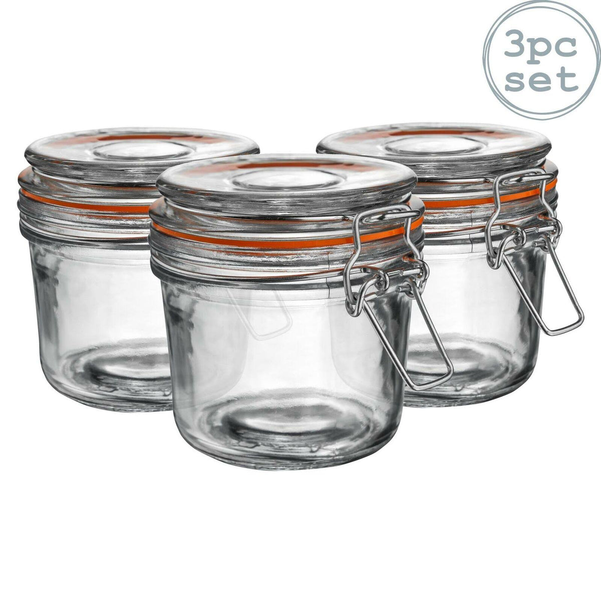 Glass Clip Top Airtight Jar 350ml X3 K94469