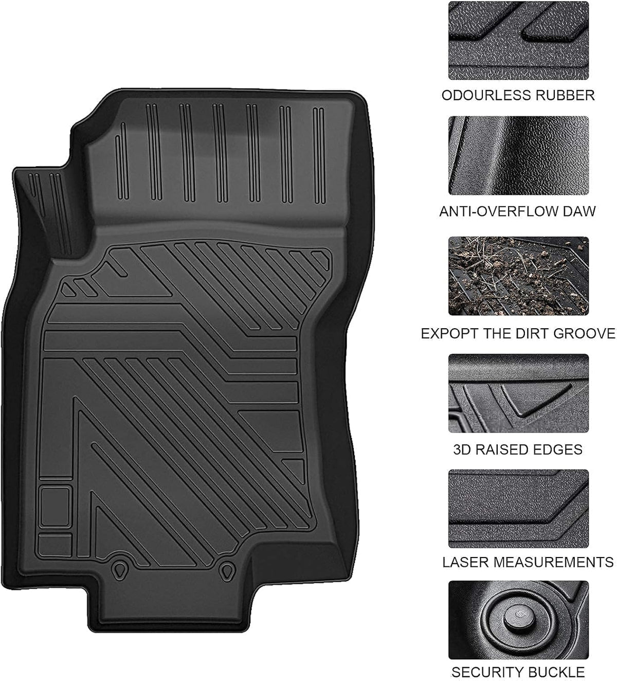 Heavy Duty Rubber Car Floor Mats (Rear, 1 Piece) B586189