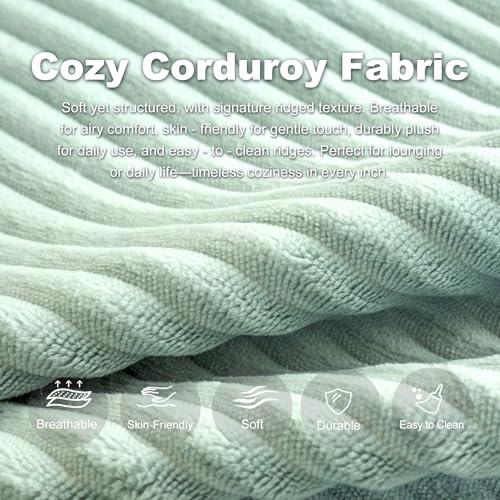 Corduroy Bean Bag Chair with Neck Pillow and Ottoman F38530