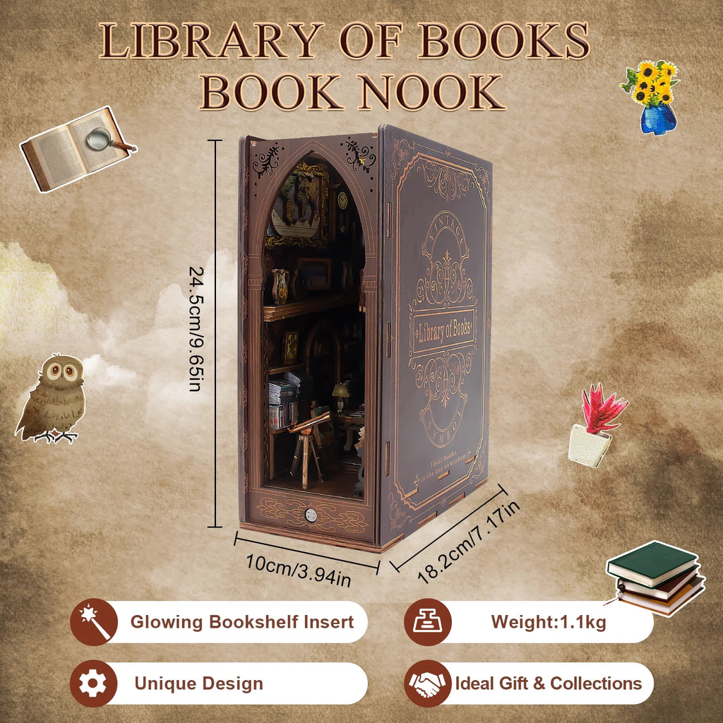 Wooden 3D Miniature Book Nook Kit with LED Light X63260