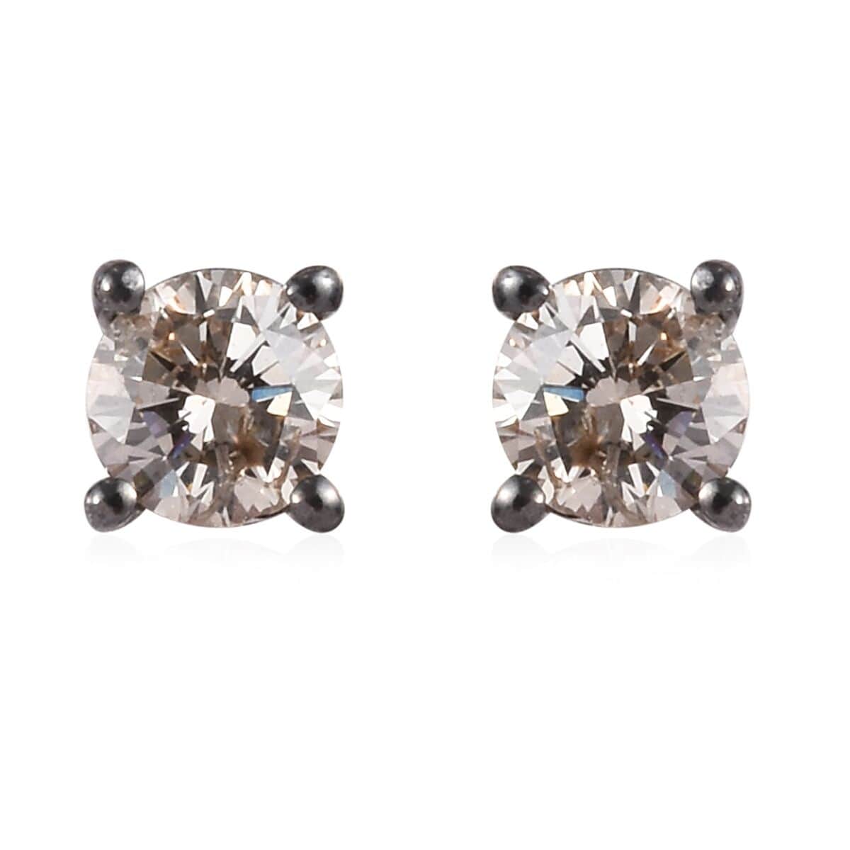 Champagne Diamond Stud Solitaire Earrings I461