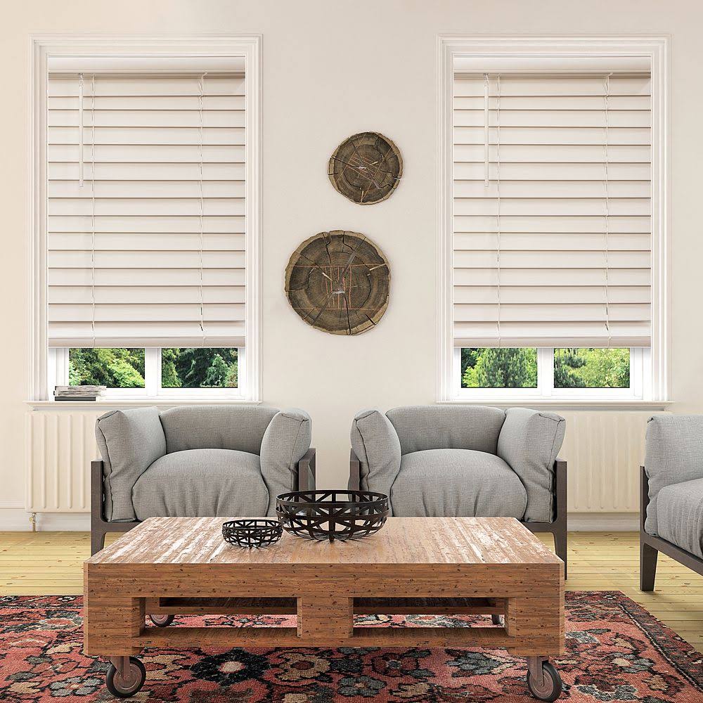 White 48-in. Faux Wood Cordless Blinds T826577