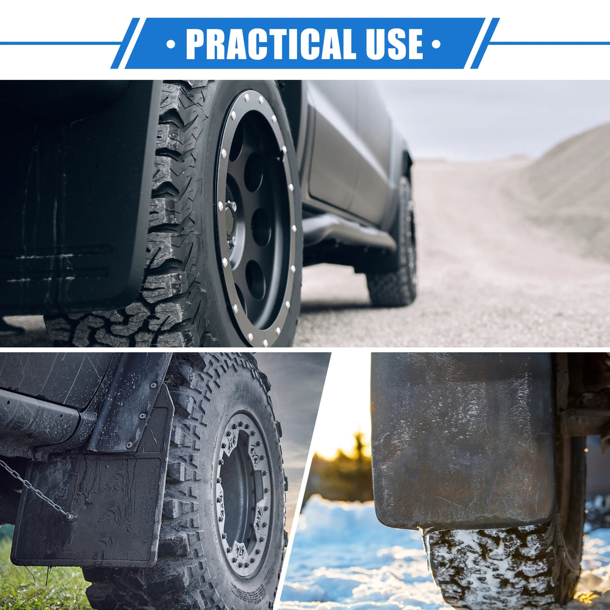Black Plastic Front and Rear Mud Flaps Kit A503788