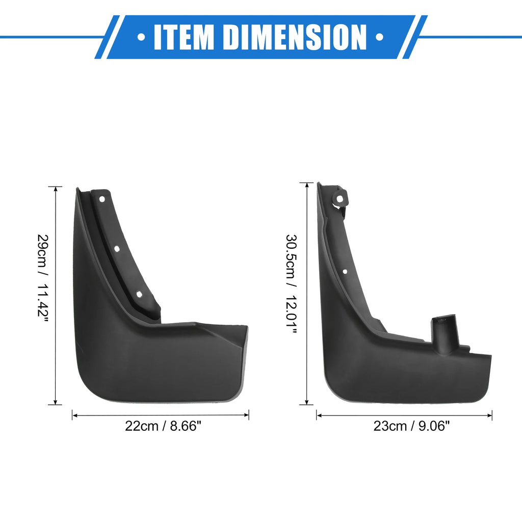 Black Plastic Front and Rear Mud Flaps Kit A503788