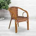 Dark Red Bamboo-Aluminum Indoor-Outdoor Restaurant-Patio Chair with Brown Rattan B328537