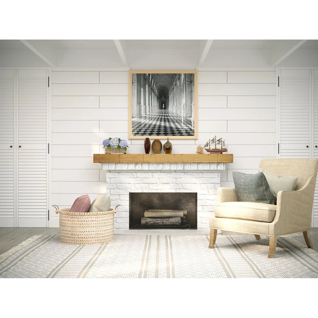 48" Rustic Solid Wood Wall Mounted Mantel Shelf O92270