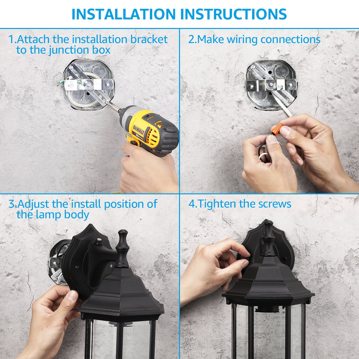 Outdoor Wall Lights, Dusk to Dawn Q6962