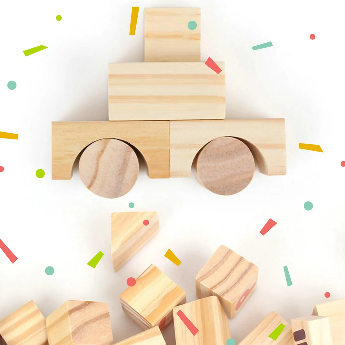 Montessori Wooden Blocks 110 Pieces Set W94159