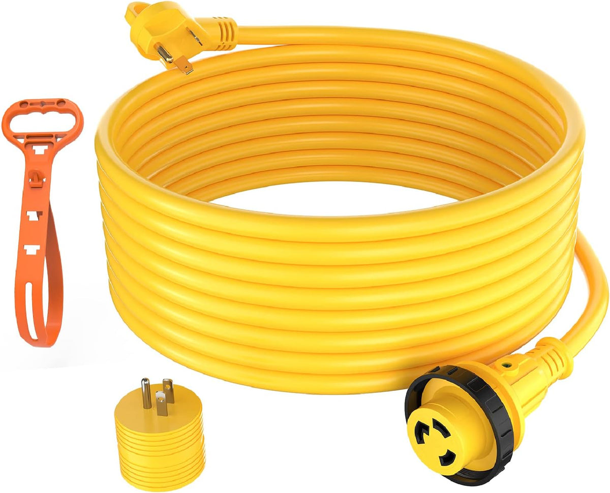 25' 30 Amp RV Power Extension Cord with 15 Amp to 30 Amp Adapter P590930