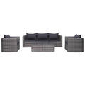 6 Piece Outdoor Sectional Sofa with Coffee Table and Cushion Set Gray Poly Rattan E31974