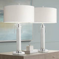 30" Tall Glass Column End Table Lamps Set of 2 J99350