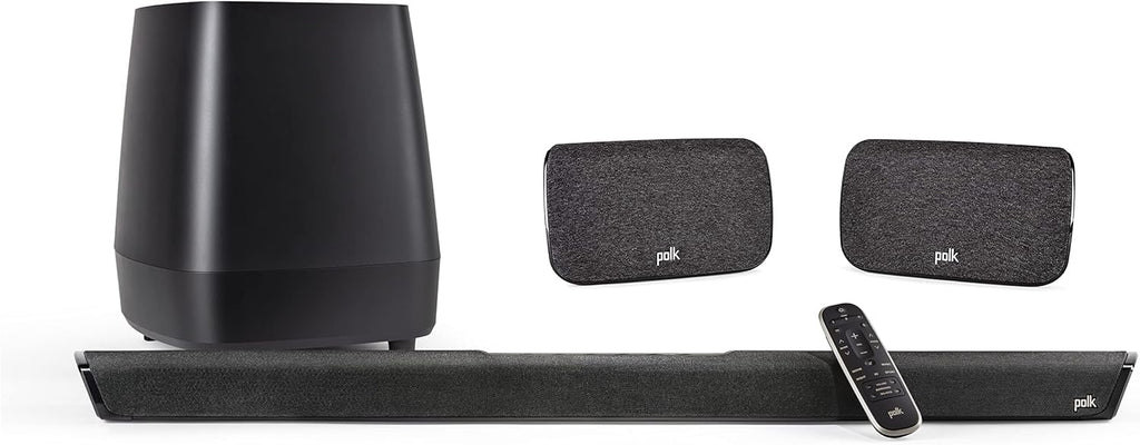 Black Wireless Surround Sound Bar with Subwoofer and Two Speakers V57738