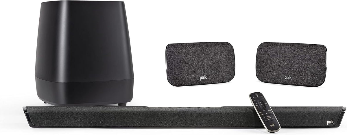 Black Wireless Surround Sound Bar with Subwoofer and Two Speakers V57738