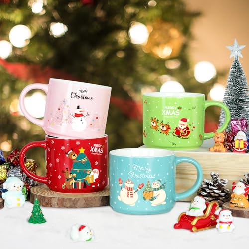 Set of 4 15.8 Oz Stackable Christmas Mugs with Stand R517