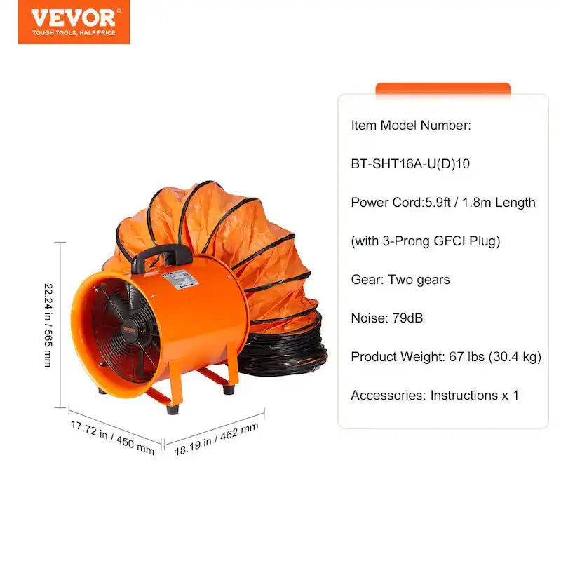 16 in. Heavy Duty Blower Fan with Duct Hose L320