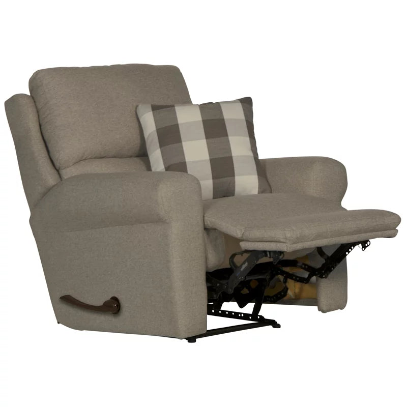 Gray Polyester Fabric Glider Recliner with Accent Pillow L669809