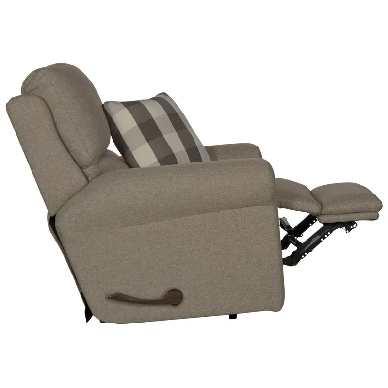 Gray Polyester Fabric Glider Recliner with Accent Pillow L669809
