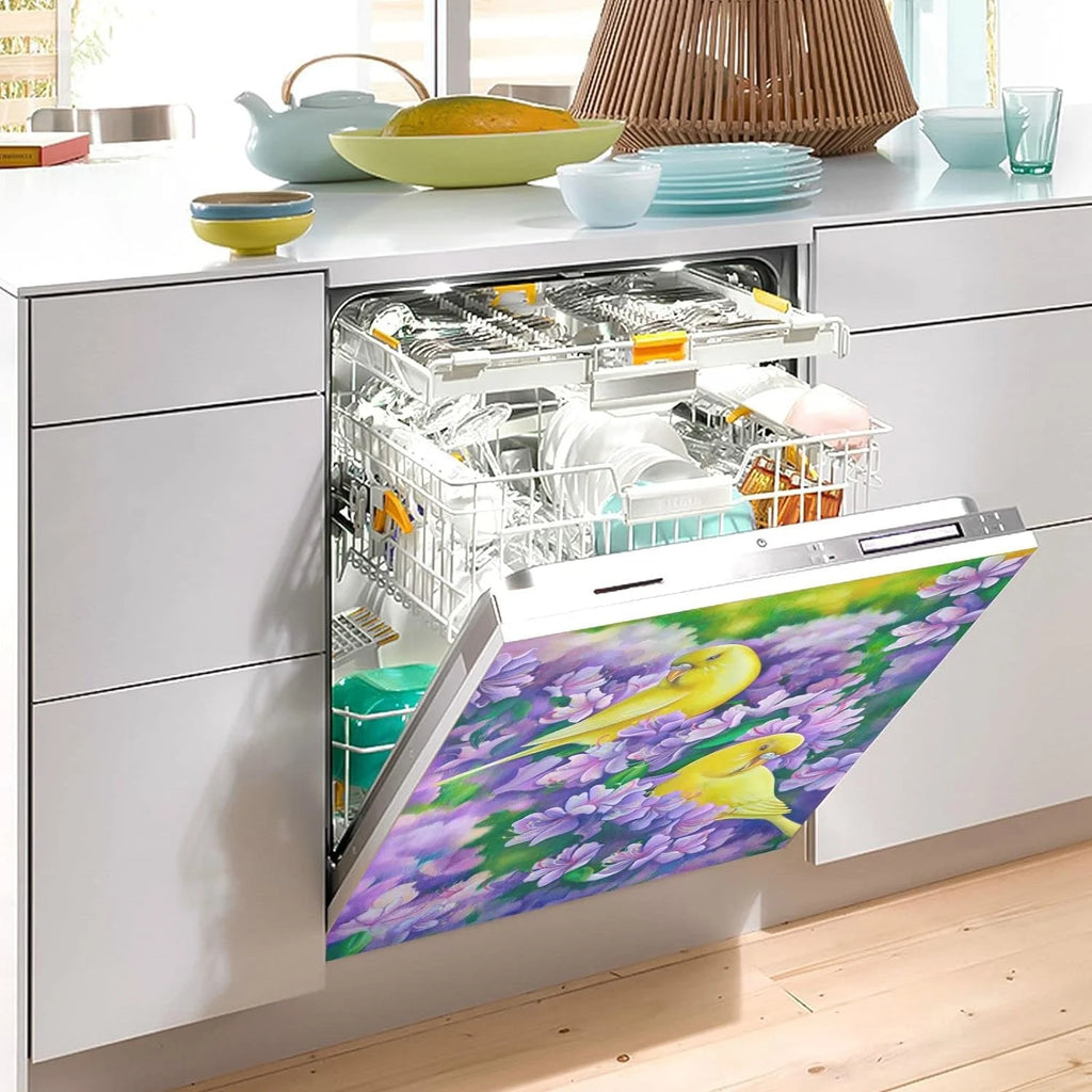 Yellow Parrots Magnetic Dishwasher Sticker 23x26in F489