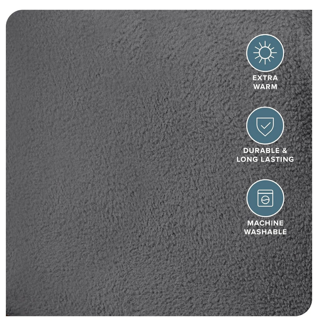 Full Size 2 Pack Fleece Fitted Sheet, Grey K608