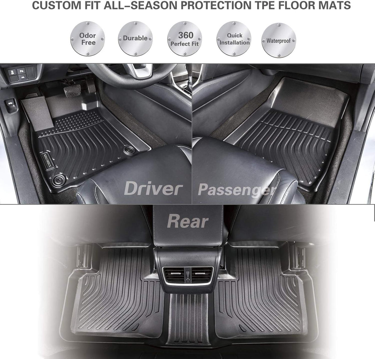 Car Floor Mats Waterproof Non-Slip Two Row Q60991