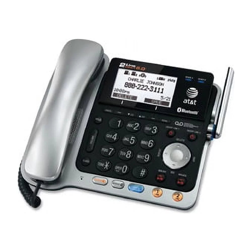 Silver/Black DECT 6.0 2-Line Corded/Cordless Phone with Answering System C533119