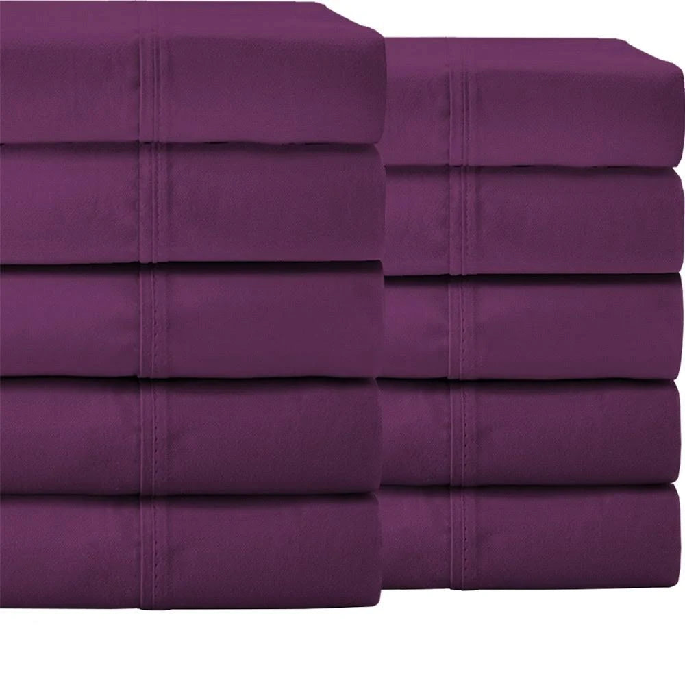 Cal King Plum Microfiber Sheet Set 10 Pack V5604