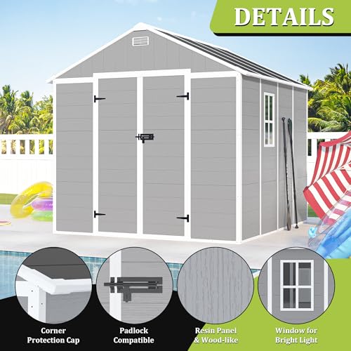 Gray 8x8 FT Outdoor Resin Storage Shed X778