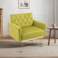 Olive Green Velvet Upholstered Accent Chair with Button Tufted Design and Metal Legs W8988
