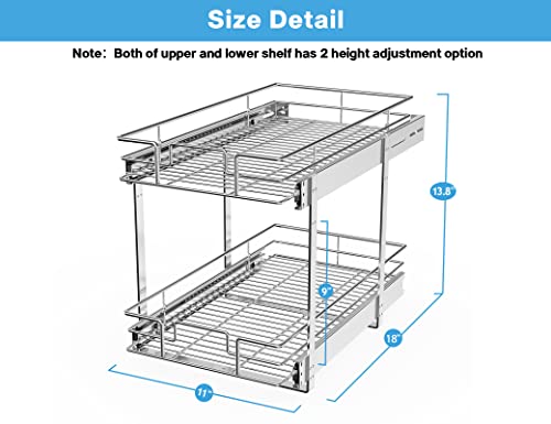 2 Tier Slide Out Cabinet Drawers, 11" W x 21" D G1902